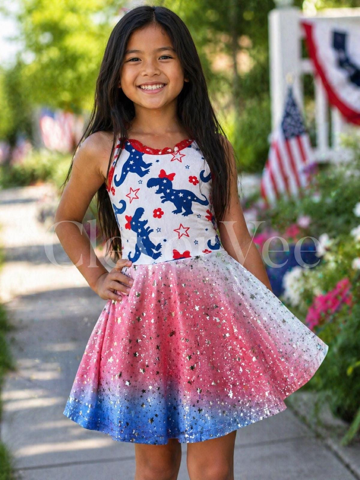 open lace back dress Red White & Blue Tie Dye Tank Dress 12 main image 1
