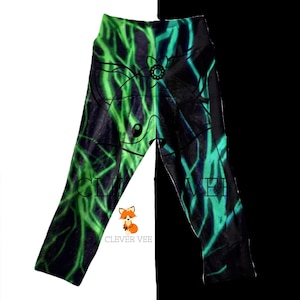 Glow in the Dark Girl Clothes, UV Glow Leggings, Roller Derby, Kids High Waisted Bell Bottoms, Glow Party Cosplay Costume, Black Light Dress