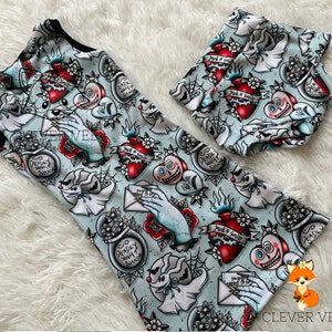 Sally Tank Top Romper, Świąteczny Romper, Strój na Halloween, Dziewczęcy Romper, Night Shade Romper, Ubrania na Halloween, 31 dni Halloween