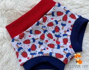 4th of July High Waisted Bummie, Headwraps for girls, Newborn Headwraps, Bummies Headwrap Bow Set, High Waist Shorts, Baby Girl Bummies