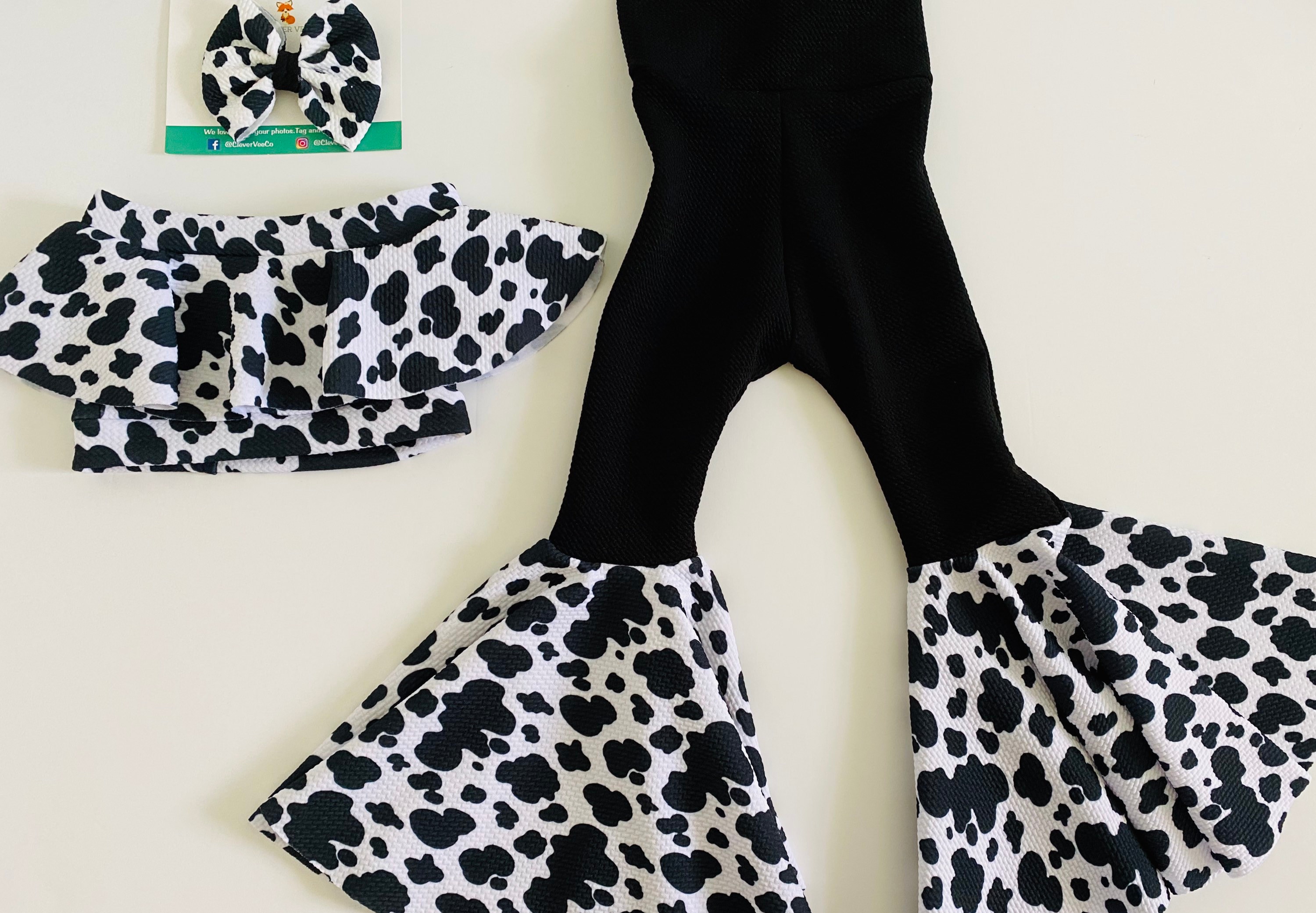 Cow Print Baby Bell Bottoms Cow Hide Crop Top Newborn Etsy