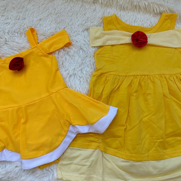 Princess Belle Bathing Suit, Disney Princess Inspired, Girls Beauty and the Beast Bathing Suit, Swimsuit, Toddler Swimsuit, Pool Party
