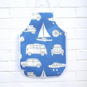 Transport kinderschort. Kinderschort 3-6 jaar. Handgemaakt. Jongensmeisje. VW-kever. Camper. Mini. Auto. Boot. Vliegtuig. Vliegtuig. Fiets. Waterdicht