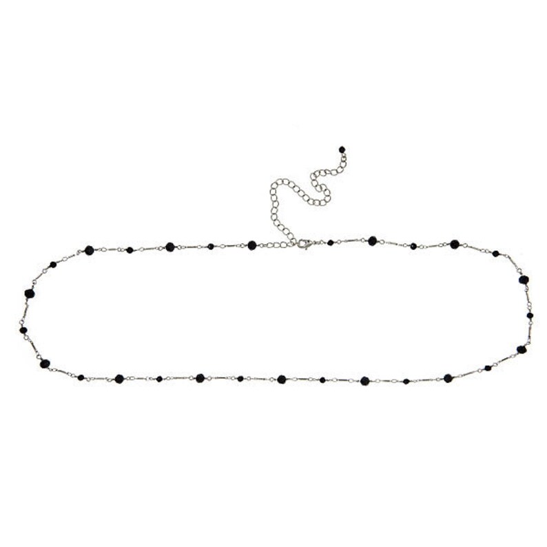SALE Delicate Black and Silver Beaded Chain Adjustable Body Chain Delicate Bellychain or Belt Beaded Belly Chain or Long Necklace