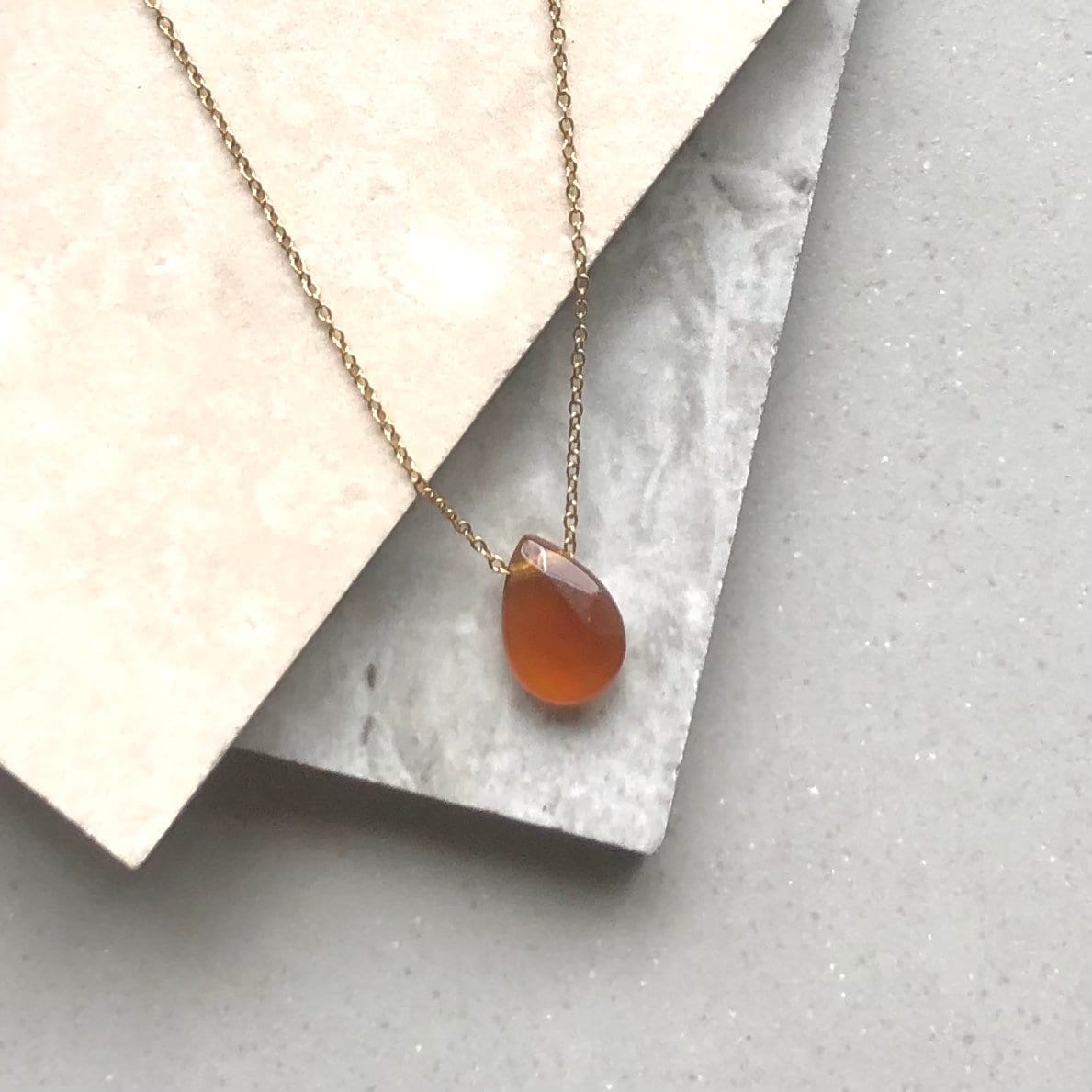 Carnelian Necklace, Carnelian Teardrop Pendant, Orange Medieval Style…