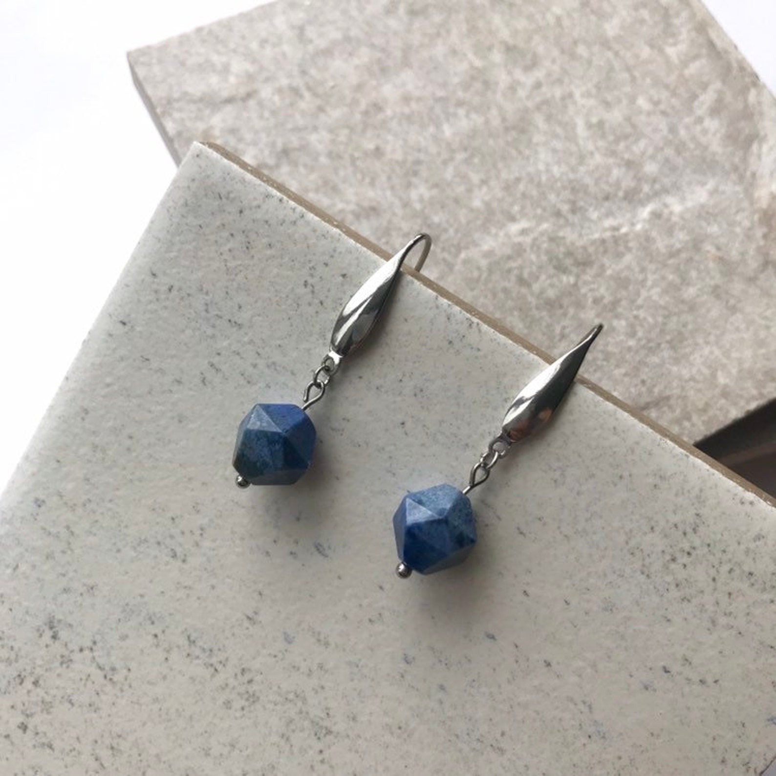 Natural Dumortierite Earrings Crystal for Studying Exam Etsy