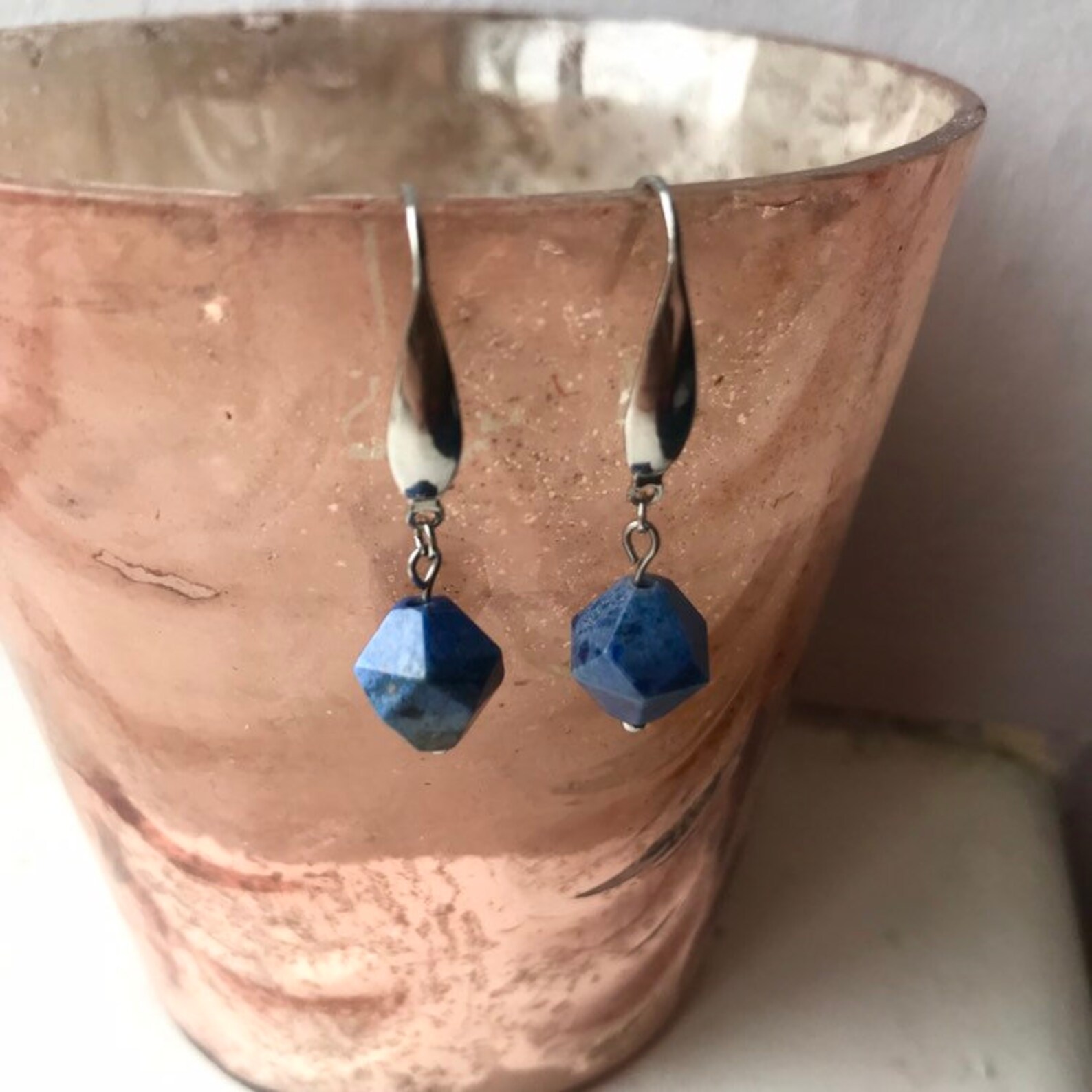 Natural Dumortierite Earrings Crystal for Studying Exam Etsy