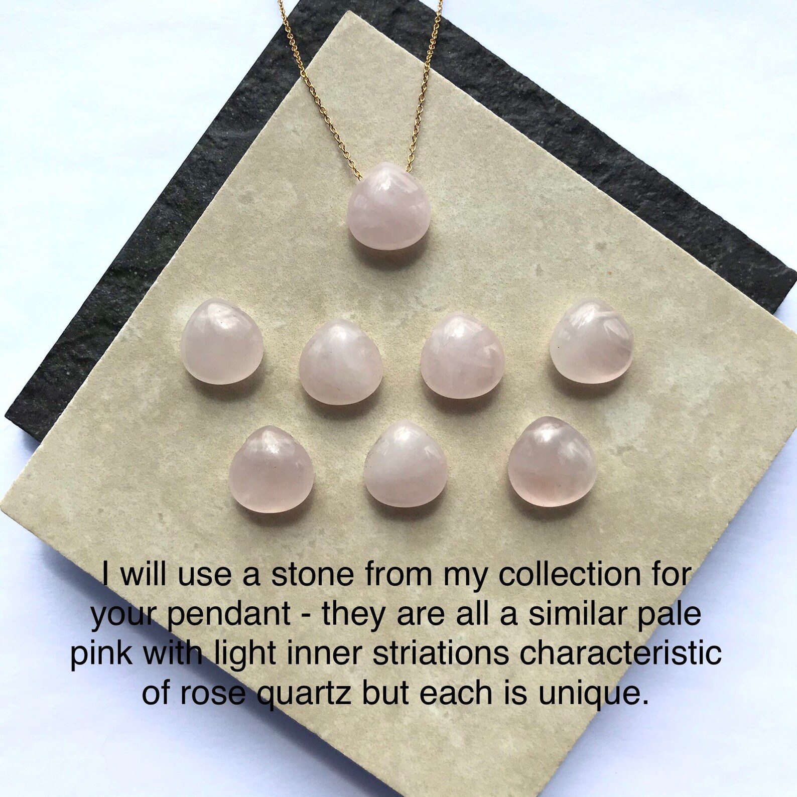 Rose Quartz Necklace Natural Crystal Teardrop Pendant Gold Etsy