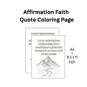 Black & White Christian Affirmation Malseite - Minimalistisches Bergdesign, Mindset-Zitat PDF, A4 + US Letter zum Ausdrucken