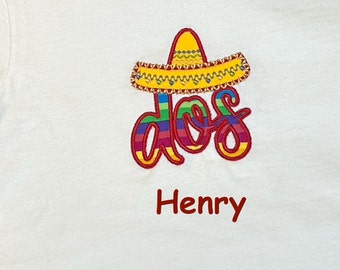 Dos Birthday Shirt, Fiesta, Mexican Birthday, Personalized, 2nd Birthday, Sombrero,  Gifts for Kids, boy's shirt, girl's shirt, bodysuit