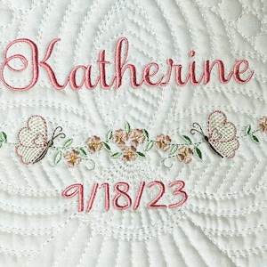 Heirloom Baby Quilt Blanket, Personalized baby quilt, Customized Keepsake Heirloom Quilt, Baby Blanket, Birth Announcement,  Baby Blanket