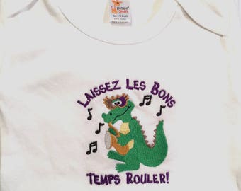 Mardi Gras - Laissez les bons temps rouler, unisex shirt boy's shirt, girl's shirt, bodysuit, Embroidered shirt, Let the Good times roll