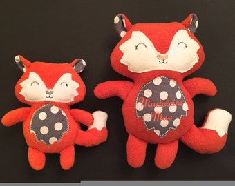 Plush Woodland Fox, stuffed animal, soft fox, newborn gift, soft toy, baby toy Free Personalization