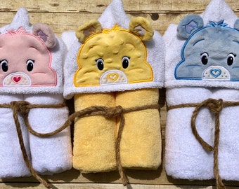 Bear Hooded towel, Kids hooded towel, Blue bear, pink bear, brown bear,  Yellow Bear, Personalized, Cover up, Pool Towel, Bath towel, Beach