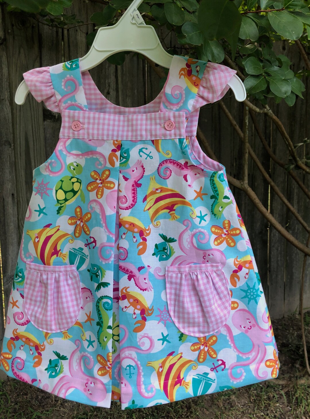 Petit Bebe FISH GIRL´S - Pink knit stripe strap sundress main image 1