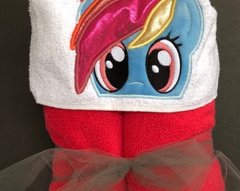 Colorful horse hooded towel/Custom Kids Hooded Towels/ Beach Towels/ Character Hooded Towels/ Monogrammed/ Personalized Hooded Towels