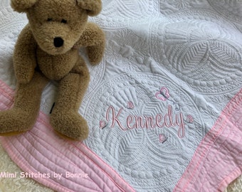 Heirloom Baby Quilt Blenket,Elephant, Personalized baby quilt, Customized Keepsake Heirloom Quilt, Baby Blanket, Birth Announcement