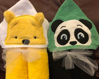 Bear hooded towel, Panda,  Silly Bear, Hooded Towel. Bath towel, Personalized towel, Cover up beach towel, pool towel, play costume.