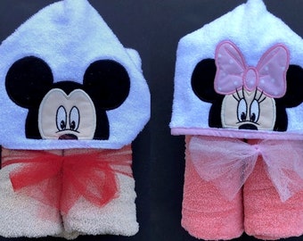 Mouse inspired  Hooded Towel.  Bath towel, beach towel, coverup, pool towel, play costume.