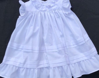 Toddler White Ruffle Dress, Flower girl dress, flutter sleeve, Summer Dress, Special occasion dress, Christening, Beach Dress Size 2