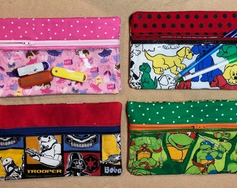 Clear zipper bag, Zipper pouch, Vinly, Pencil Case, Craft Bag, Pencil Bag,  Turtle,  Puppy, Ballet,