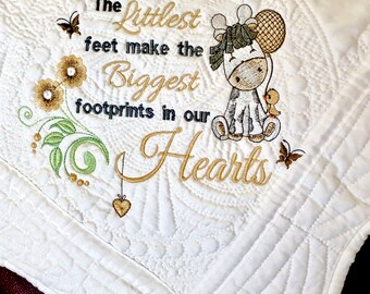 Heirloom Baby Quilt, Personalized baby quilt, Delicate Butterflies, Heirloom Keepsake Gift, Customized baby quilt, baby blanket