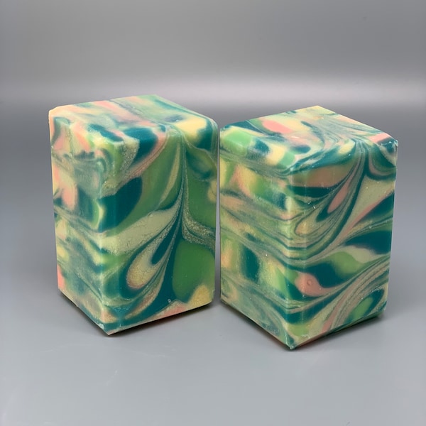 2 bars Green Tea and Citrus Swirl Soap