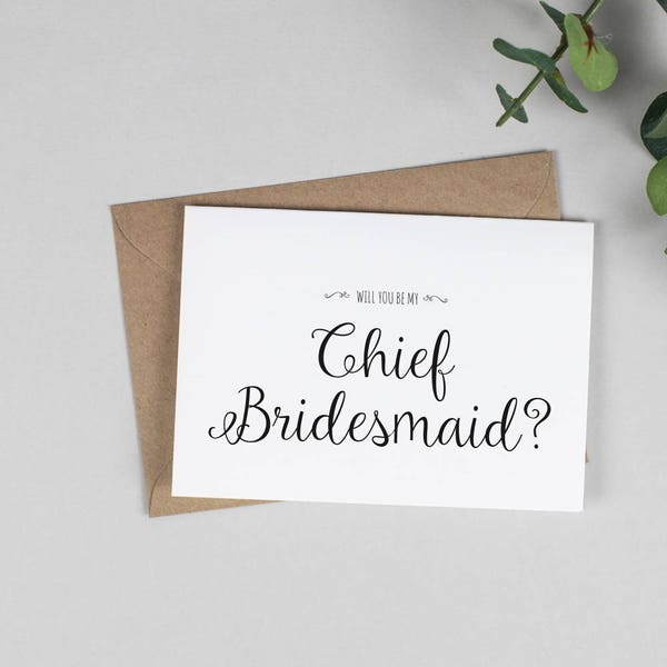 Will you be my Chief Bridesmaid? Card - A5 Wedding