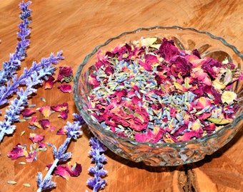 2 oz Fragrant dried rose petals and lavender mix, crafts, wedding favor, wedding toss, bulk rose petals, stress relief