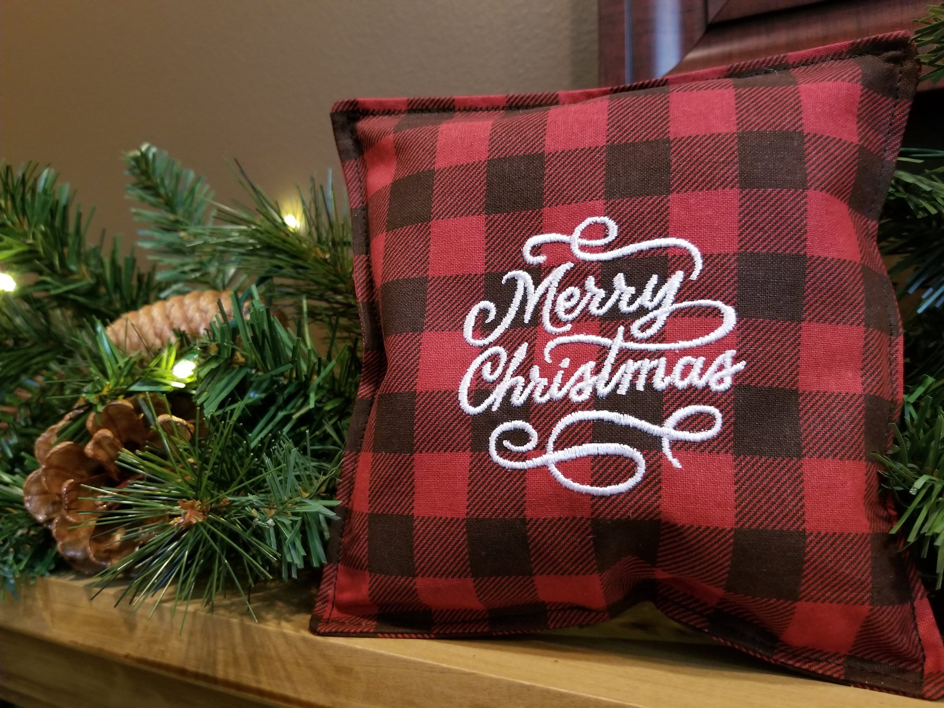 Merry Christmas Embroidered Pillow