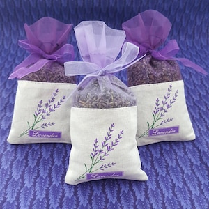 3 pack French Lavender Sachets, great for wedding toss, wedding favors, baby showers, gift giving, drawers, closets