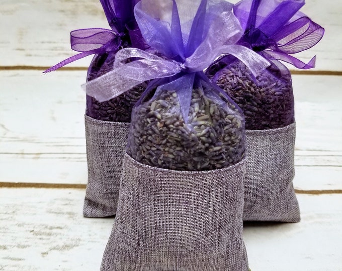 Valentines Day Gifts 3 pack French Lavender Sachets, great for wedding toss, wedding favors, baby showers, gift giving, drawers, closets