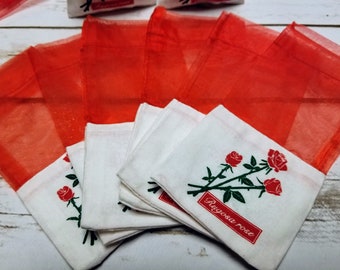 6 Pack Empty Rose Sachet Bags With Ribbons