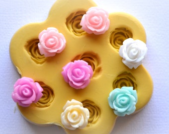 0841Silicone Rubber Flexible Mold Mould Tiny Roses Resin Polymer Clay Fondant Chocolate Candy Kawaii Handmade Mold Flower