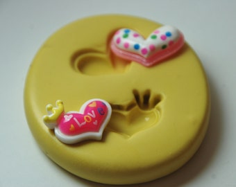 0245-2 Small Hearts Silicone Rubber Flexible Food Safe Mold- Candy, resin, Chocolate, fondant, jewelry, kawaii, decoden, clay, wax, soap