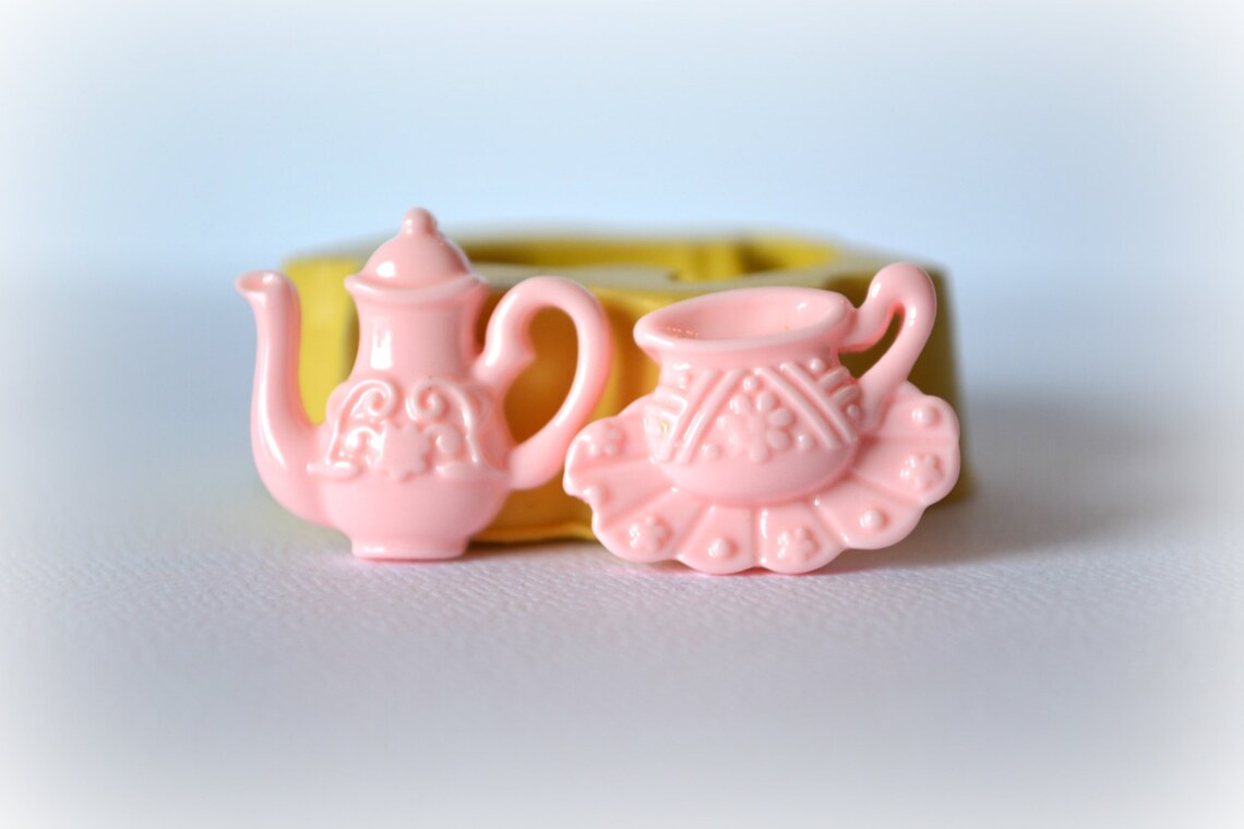 0641 Teapot and Teacup and Saucer Silicone Rubber Flexible Etsy