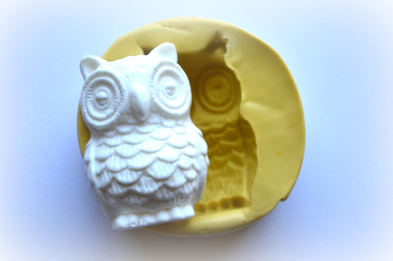 chocolate clay cake decor candy fondant butter pat 0882 Thick Butter Pat Owl Silicone Rubber Flexible Food Safe Mold Mould- resin