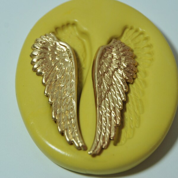 0187-Angel Wings Silicone Rubber Flexible Food Safe Mold-wax, soap, resin, candy, fondant, jewelry, cake decorating, polymer clay,