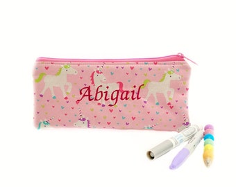 Unicorn pencil bag - Gift for kids - Back to School supplies - Personalized Gift for Girls - Cute zipper bag - Pencil pouch - Pencil case