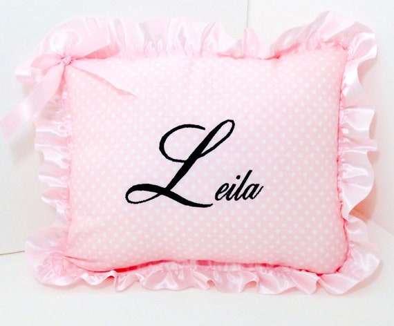 Personalized Baby Pillow Baby Pink Pillow With Satin Trim Etsy