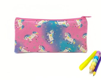 Unicorn pencil case - Girls pencil case - School supplies - Unicorn gift for little girls - Pencil bag - Personalized gift for kids -