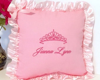 Princess pillow - First birthday gift girl - Personalized baby pillow - Custom baby pillow - Baby girl pillow monogrammed - Baby pink pillow