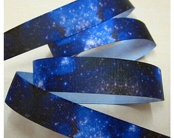 7/8'' -  22 mm Blue Galaxy Grosgrain Ribbon
