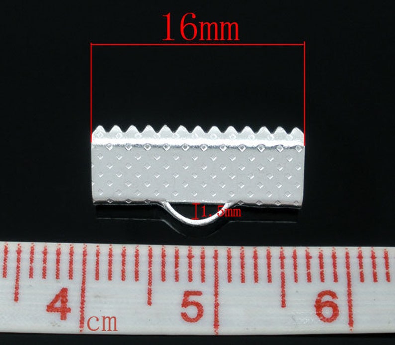 50-16mm Silver and Bronze Ribbon Crimp Ends with Loop.