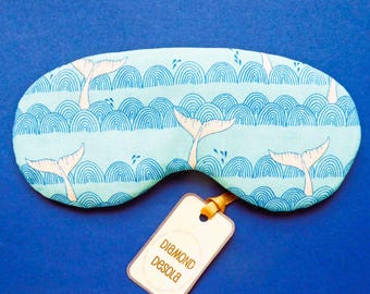 Whale Tail Sleep Mask: Cotton Blackout Blindfold, UK Made