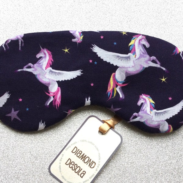 Eye Sleep Mask Unicorns Purple Magical Gift Mindfulness Sleeping Blackout Relax UK Made