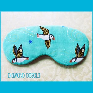 Eye Sleep Mask Puffin Soft Cotton Travel Relax  Meditation Blindfold Nature Sea Bird Comfortable Gift Blackout Relax UK NEW