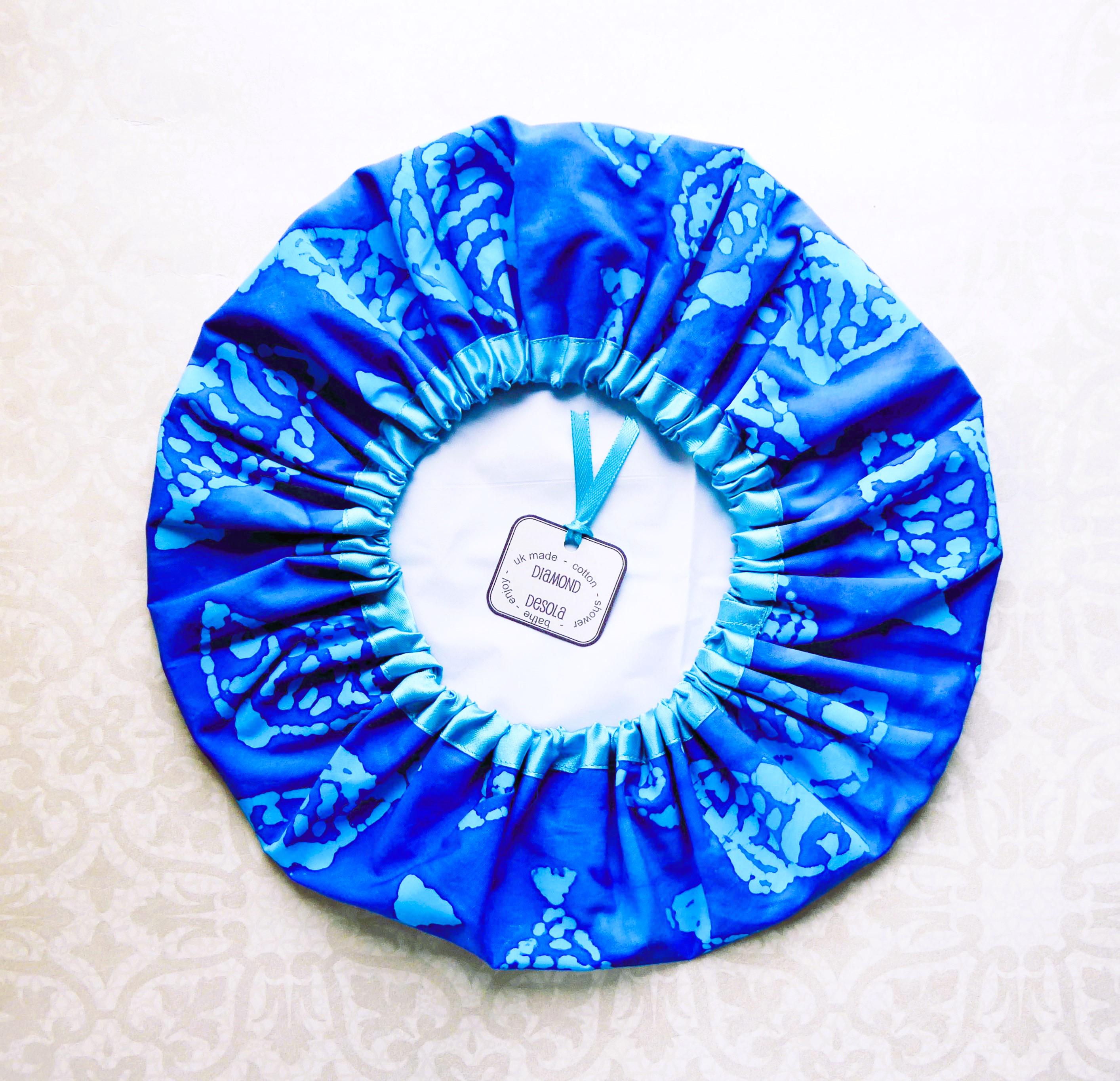Shower Cap Fish Turquoise Blue Batik Bath Hat for Bathing Showering ...