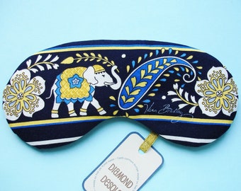 Máscara de sueño de ojos Elefante Algodón Suave Viaje Azul Paisley Flor Dormir Regalo Apagón India Sabiduría Animal Meditación Relax Reino Unido Hecho