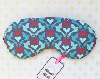 Eye Sleep Mask Dove Love Peace Cotton Print  Blindfold Blackout Comfy Meditation Relaxation and Mindfulness UK Made NEW Valentine